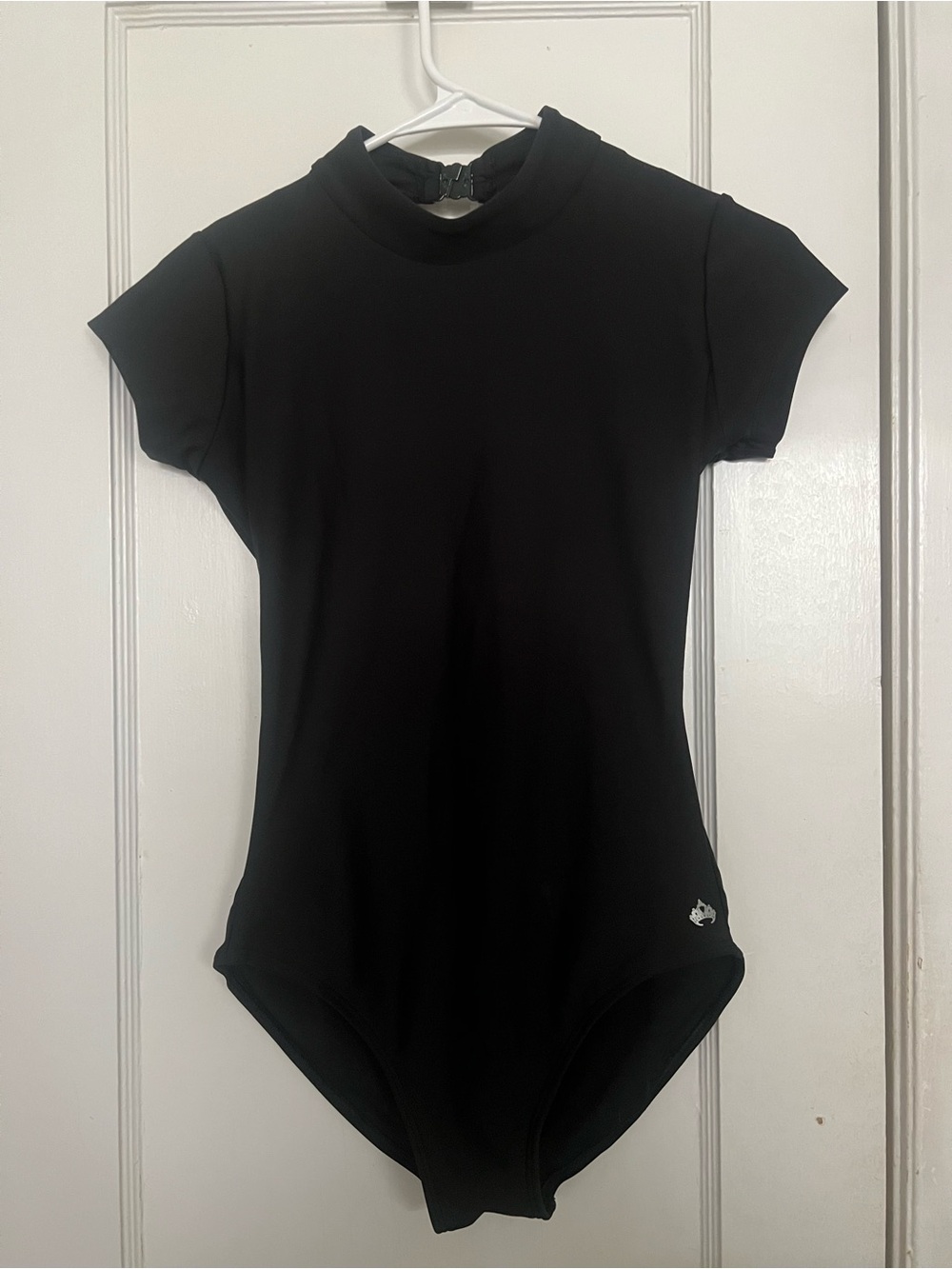 Women's Black Short-Sleeve Bodysuit with High Neck